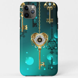 Antiek Skeleton Keys op groene achtergrond Case-Mate iPhone Case