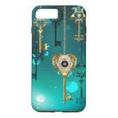 Antiek Skeleton Keys op groene achtergrond Case-Mate iPhone Case (Achterkant)