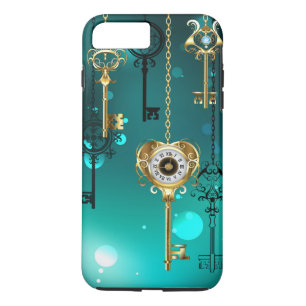 Antiek Skeleton Keys op groene achtergrond iPhone 8/7 Plus Hoesje