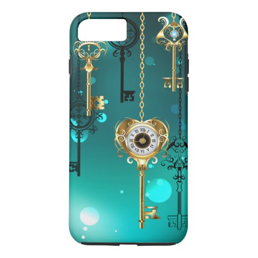 Antiek Skeleton Keys op groene achtergrond Case-Mate iPhone Case (Achterkant)