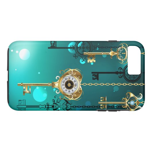 Antiek Skeleton Keys op groene achtergrond Case-Mate iPhone Case (Achterkant (Horizontaal))