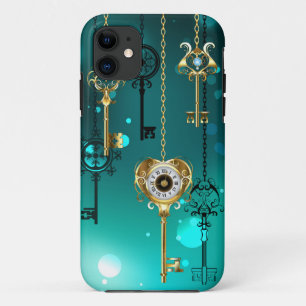 Antiek Skeleton Keys op groene achtergrond Case-Mate iPhone Case