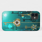 Antiek Skeleton Keys op groene achtergrond Case-Mate iPhone Case (Achterkant (horizontaal))
