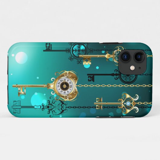 Antiek Skeleton Keys op groene achtergrond Case-Mate iPhone Case (Achterkant (horizontaal))