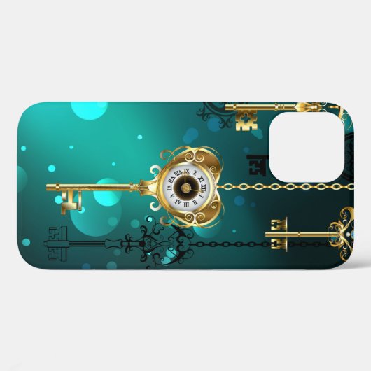 Antiek Skeleton Keys op groene achtergrond Case-Mate iPhone Case (Achterkant (horizontaal))