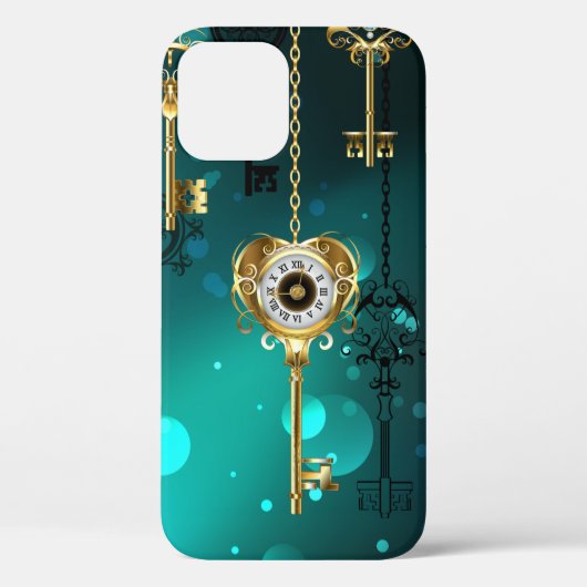 Antiek Skeleton Keys op groene achtergrond Case-Mate iPhone Case (Achterkant)