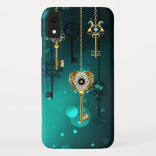 Antiek Skeleton Keys op groene achtergrond Case-Mate iPhone Case