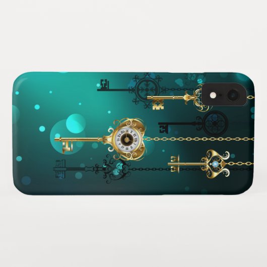 Antiek Skeleton Keys op groene achtergrond Case-Mate iPhone Case (Achterkant (horizontaal))