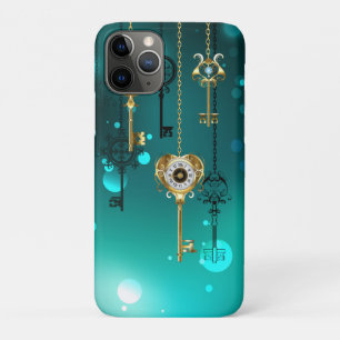 Antiek Skeleton Keys op groene achtergrond Case-Mate iPhone Case