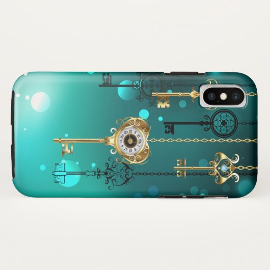Antiek Skeleton Keys op groene achtergrond Case-Mate iPhone Case (Achterkant (horizontaal))