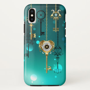 Antiek Skeleton Keys op groene achtergrond Case-Mate iPhone Case