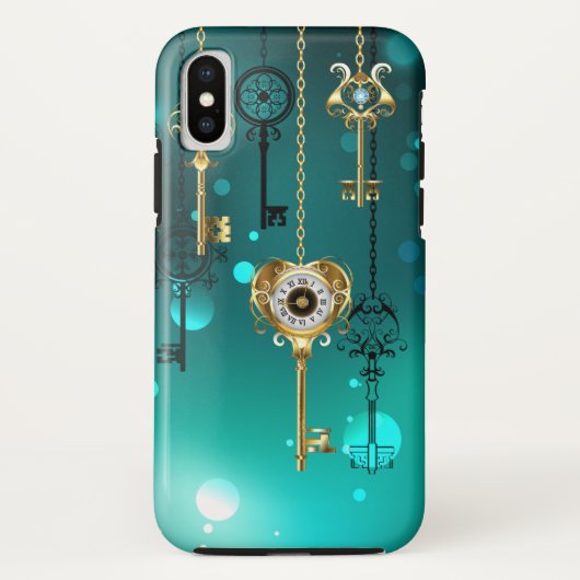 Antiek Skeleton Keys op groene achtergrond Case-Mate iPhone Case (Achterkant)