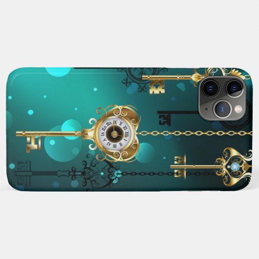 Antiek Skeleton Keys op groene achtergrond Case-Mate iPhone Case (Achterkant (horizontaal))