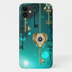Antiek Skeleton Keys op groene achtergrond Case-Mate iPhone Case