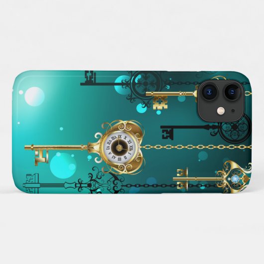 Antiek Skeleton Keys op groene achtergrond Case-Mate iPhone Case (Achterkant (horizontaal))