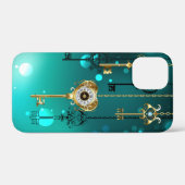 Antiek Skeleton Keys op groene achtergrond Case-Mate iPhone Case (Achterkant (horizontaal))