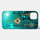 Antiek Skeleton Keys op groene achtergrond Case-Mate iPhone Case (Achterkant (horizontaal))