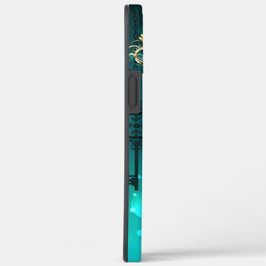 Antiek Skeleton Keys op groene achtergrond Case-Mate iPhone Case (Achterkant / Rechts)