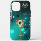 Antiek Skeleton Keys op groene achtergrond Case-Mate iPhone Case (Achterkant)