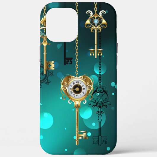 Antiek Skeleton Keys op groene achtergrond Case-Mate iPhone Case (Achterkant)