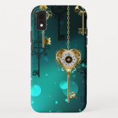 Antiek Skeleton Keys op groene achtergrond Case-Mate iPhone Case (Achterkant)