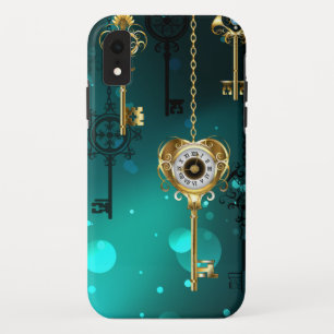 Antiek Skeleton Keys op groene achtergrond Case-Mate iPhone Case