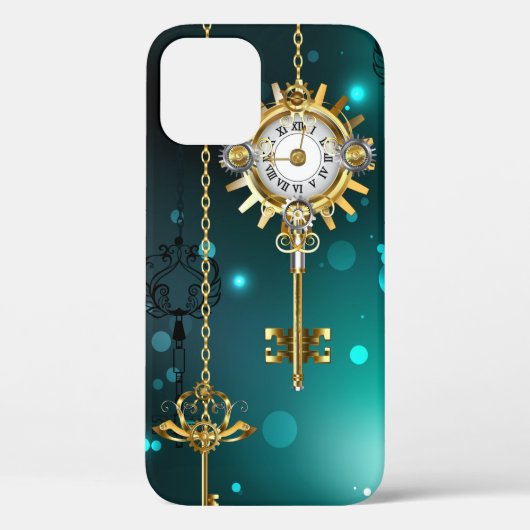 Antiek Skeleton Keys op groene achtergrond Case-Mate iPhone Case (Achterkant)