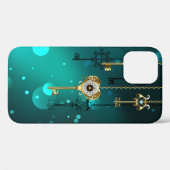 Antiek Skeleton Keys op groene achtergrond Case-Mate iPhone Case (Achterkant (horizontaal))