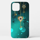 Antiek Skeleton Keys op groene achtergrond Case-Mate iPhone Case (Achterkant)