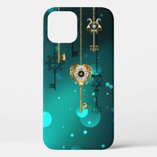 Antiek Skeleton Keys op groene achtergrond Case-Mate iPhone Case