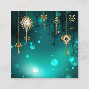 Antiek Skeleton Keys op groene achtergrond Contactkaartje