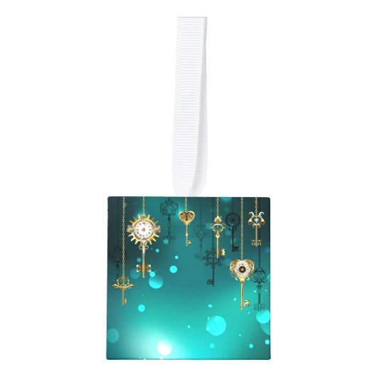 Antiek Skeleton Keys op groene achtergrond Decoratie (Voorkant)