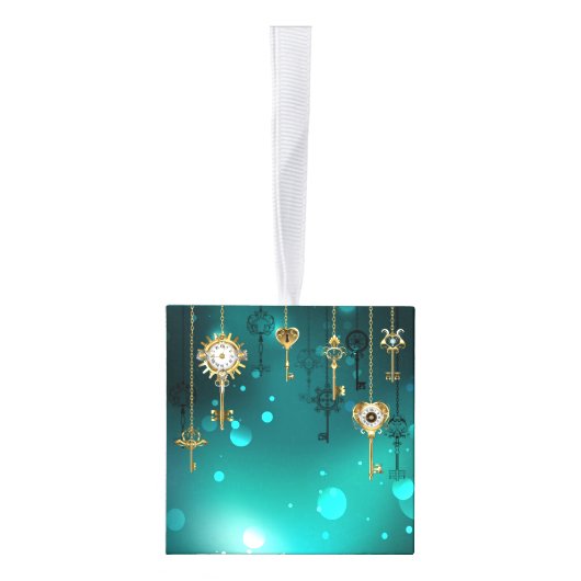 Antiek Skeleton Keys op groene achtergrond Decoratie (Rechts)