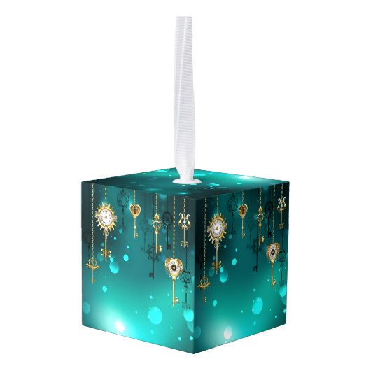 Antiek Skeleton Keys op groene achtergrond Decoratie (Achter hoekig)