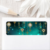 Antiek Skeleton Keys op groene achtergrond Etiket (Insitu)