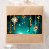 Antiek Skeleton Keys op groene achtergrond Etiket (Insitu)