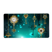 Antiek Skeleton Keys op groene achtergrond Etiket (Voorkant)
