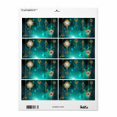 Antiek Skeleton Keys op groene achtergrond Etiket (Full Sheet)