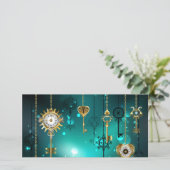 Antiek Skeleton Keys op groene achtergrond Feestdagenkaart (Staand voorkant)