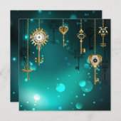 Antiek Skeleton Keys op groene achtergrond Feestdagenkaart (Voorkant / Achterkant)