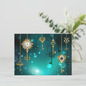 Antiek Skeleton Keys op groene achtergrond Feestdagenkaart (Staand voorkant)