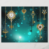 Antiek Skeleton Keys op groene achtergrond Flyer (Voorkant)