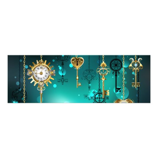 Antiek Skeleton Keys op groene achtergrond Foto Afdruk (Voorkant)