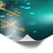 Antiek Skeleton Keys op groene achtergrond Foto Afdruk (Hoek)