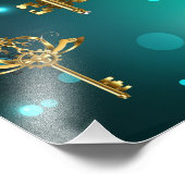 Antiek Skeleton Keys op groene achtergrond Foto Afdruk (Hoek)