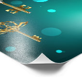 Antiek Skeleton Keys op groene achtergrond Foto Afdruk (Hoek)