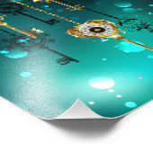 Antiek Skeleton Keys op groene achtergrond Foto Afdruk (Hoek)