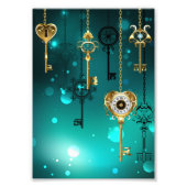 Antiek Skeleton Keys op groene achtergrond Foto Afdruk (Voorkant)