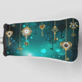 Antiek Skeleton Keys op groene achtergrond Golfheadcover (Voorkant)