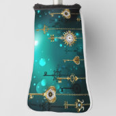 Antiek Skeleton Keys op groene achtergrond Golfheadcover (Draai 90)